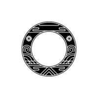 Minimalist Black and White Circular Asian-Inspired Element, Clean Illustration. vector