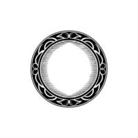 Elegant Circular Frame Engraved , Minimalist Style. vector