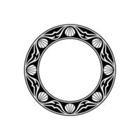 Decorative Black and White Circular Ornament with Shell Motif, Minimalist. vector