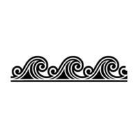 Black White Wave Border, Decorative Swirls, Element. vector