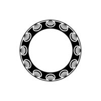 Decorative Circle Black and White Shell Border on White Background. vector