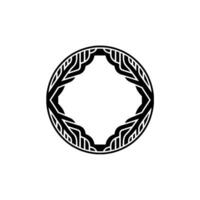 Geometric Circle Frame, Minimalist Black and White Element. vector