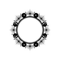 Celestial Circle Frame Black White Starburst. vector