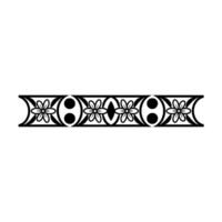 Floral Border Geometric, Black White Ornament on Gradient. vector