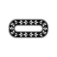 Elegant Black and White Oval Frame with Leafy Border. vector