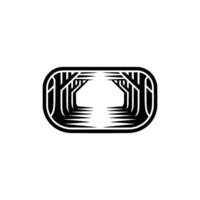 Geometric Forest Path Minimalist Black and White. vector
