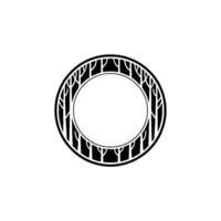 Minimalist Circular Tree Frame on White, Decorative Border. vector