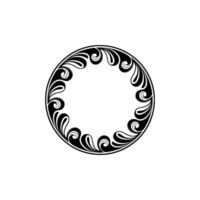 Elegant Circular Swirl Frame, Black White, Decorative Border. vector