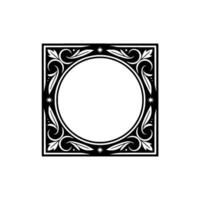 Elegant Black and White Flourish Frame with Circular Space. vector