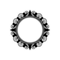 Elegant Art Deco Circular Frame, Black White. vector