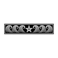 Elegant Oceanic Border Starfish Wave , Monochrome Art. vector