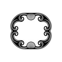 Elegant Art Deco Frame with Seashell Accents, Monochrome. vector