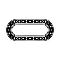Elegant Black White Oval Frame with Star Dot Pattern. vector