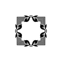 Elegant Black and White Floral Square Frame. vector