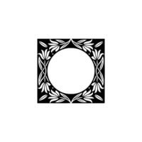 Art Nouveau Floral Frame - Black and White Illustration. vector