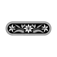 Elegant Floral Border in Black and White, Symmetric Lily Motif. vector