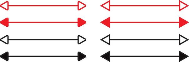 Dual sided arrow in red color, red, stock pointer, direction, app and logo design, blue arrow icon, Two side arrow icon on white background, vector
