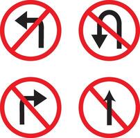 no turn left allowed to turn right and left set.Traffic Road Icon,traffic direction and Road safety, traffic sign icon, illustration, vector