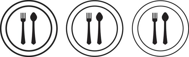 Fork Knife Line and Silhouette Icon Set. Flat Empty spoon.Menu button.Canteen icon Flat sign, icons on transparent background, vector
