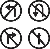 turn left and turn right temporary signs, no turn right, left, u turn signs, background, turn instruction in red circle sign, vector