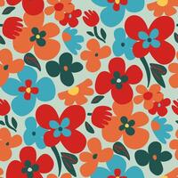 Colorful playful floral pattern, Bold stylized flower seamless design for fabric, digital paper vector