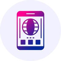 Globe Mobile Interface Icon Minimal Gradient Style vector