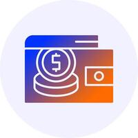 Wallet with coins Icon Minimal Gradient Style vector