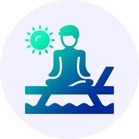 Beach yoga Icon Minimal Gradient Style vector