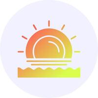 Beach sunset Icon Minimal Gradient Style vector