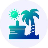 Beach picnic Icon Minimal Gradient Style vector