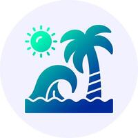 Beach Waves Icon Minimal Gradient Style vector