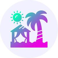 Beach camping Icon Minimal Gradient Style vector