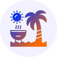 Beach BBQ Icon Minimal Gradient Style vector
