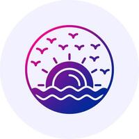 Beach sunrise painting Icon Minimal Gradient Style vector