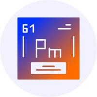 Promethium Chemical Icon Minimal Gradient Style vector