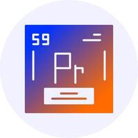 Praseodymium Chemical Icon Minimal Gradient Style vector