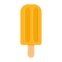 Ice cream on stick. Frozen juice on wooden stick. Orange summer dessert. Flat isolated illustration vector
