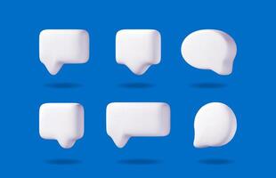 Set of 3d chat bubble communication elements. White empty speech dialog box message icon for social network discussion application. vector