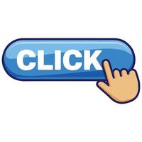 pointing hand cursor with bright yellow click button for web links isolated illustration vector