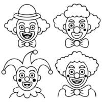 outline collection of clown icons for web design isolated illustration vector