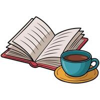 coffee and book doodle isolated illustration on white background vector