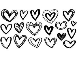 scribble heart collection for scrapbooking isolated illustration on white background vector