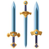 flat style knight swords collection isolated illustration on white background vector