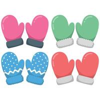 warm winter mittens set for cold weather isolated illustration on white background vector