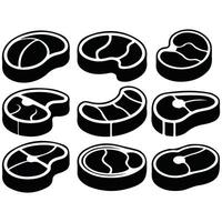 steak set icon with meat symbol isolated illustration on white background vector