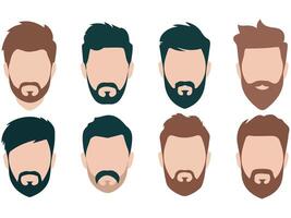 set of male avatars with mustaches isolated illustration on white background vector