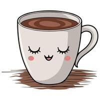 smiling kawaii coffee cup emoji isolated illustration on white background vector