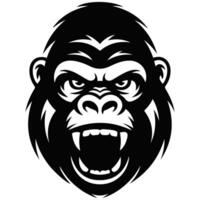 angry gorilla head isolated illustration on white background vector