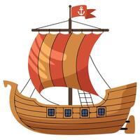 old sea ship with sails illustration isolated on white background vector