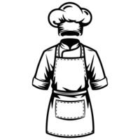 set of kitchen apron and chef hat isolated illustration on white background vector